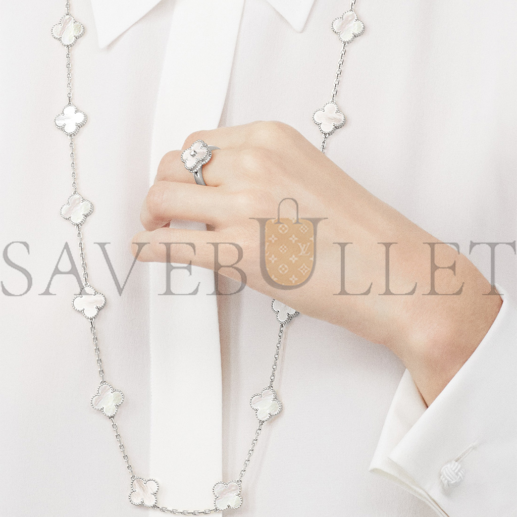 V*N CL*F arpels vintage alhambra long necklace, 20 motifs - white gold, mother-of-pearl  vcarf48800